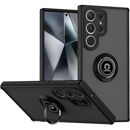 Coque Pour Samsung Galaxy S24 Ultra, 360°Ring Stand Pour Support Voiture Magnetique Tpu Frontière Hybrid Protection Cover Pour Samsung Galaxy S24 Ultra
