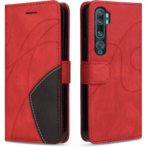 Coque Pour Xiaomi Mi Note 10 / Xiaomi Mi Note 10 Pro, Antichoc Étui À Rabat Avec Porte Cartes, Magnetique Portefeuille Coque En Pu Cuir Pour Xiaomi Mi Note 10 Lite/Xiaomi Mi Cc9 Pro, Rouge