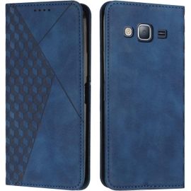 Coque Pour Samsung Galaxy J3 2016 / J310, Premium Flip Housse Étui Protection Rabat Clapet Portefeuille Phone Cover Magnétique Porte Cartes Antichoc Béquille Cover Bleu