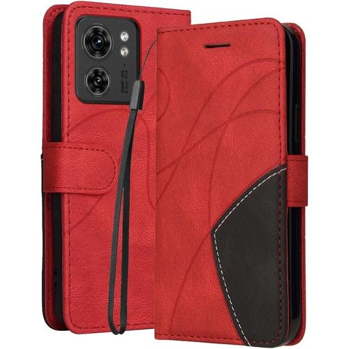 Coque Pour Motorola Edge 40 Etui Cuir Pour Moto Edge 40 Housse Coque Portefeuille Avec Fentes Pour Cartes Protecteur Silicone Souple Étui Pour Motorola Edge 40, Rouge