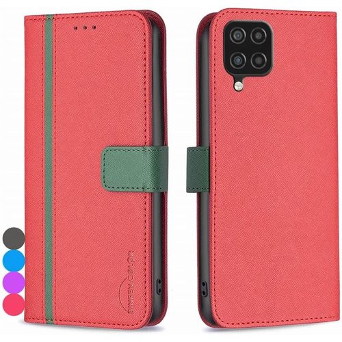 Coque Pour Samsung Galaxy A12 Etui Cuir Pour Galaxy A12 Étuis De Ceinture Pochettes Avec Fentes Cartes Et Rabat Protecteur Silicone Souple Étuis Housse Pour Samsung Galaxy A12, Rouge