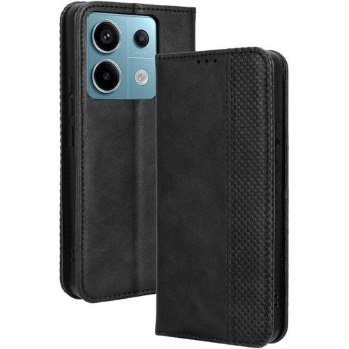 Pour Coque Xiaomi Redmi Note 13 Pro 5g, Antichoc Étui À Rabat En Cuir Pu Portefeuille Housse De Protection Avec Carte Fente, Noir