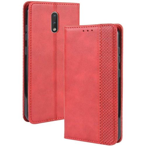 Compatible Pour Coque Nokia 2.3, Antichoc Étui À Rabat En Cuir Pu Portefeuille Housse De Protection Avec Carte Fente Compatible Avec Nokia 2.3, Rouge