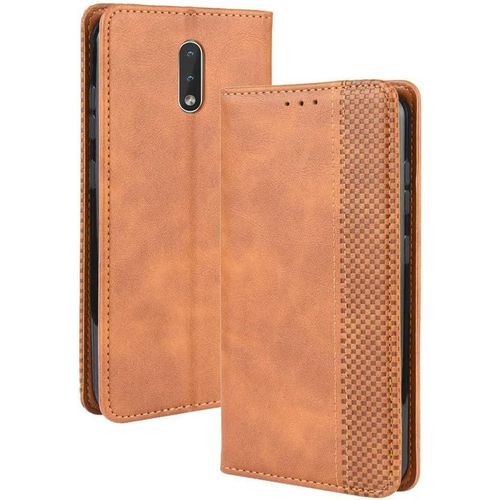 Compatible Pour Coque Nokia 2.3, Antichoc Étui À Rabat En Cuir Pu Portefeuille Housse De Protection Avec Carte Fente Compatible Avec Nokia 2.3, Brun