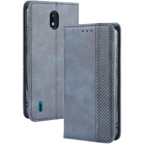 Compatible Pour Coque Nokia 1.3, Antichoc Étui À Rabat En Cuir Pu Portefeuille Housse De Protection Avec Carte Fente Bleu