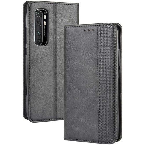 Compatible Pour Coque Xiaomi Mi Note 10 Lite, Antichoc Étui À Rabat En Cuir Pu Portefeuille Housse De Protection Avec Carte Fente Noir