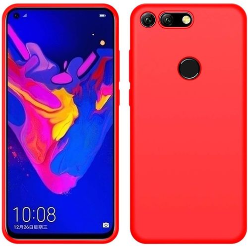 Huawei Honor View 20 Coque, Housse De Protection Caoutchouc Silicone Liquide Souple Antichoc Anti Rayures Antidérapant Etui Pour Huawei Honor View 20 Rouge