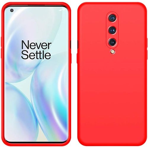 Oneplus 8 Coque Housse De Protection Caoutchouc Silicone Liquide Souple Antichoc Anti Rayures Antidérapant Etui Pour Oneplus 8 Rouge
