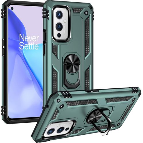 Oneplus 9 Coque Double Couche Robuste Avec Anneau Tournante Béquille Antichoc De Qualité Militaire Protection Housse Pour Oneplus 9 Vert