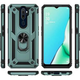 Oppo A9 2020 Coque, Double Couche Robuste Avec Anneau Tournante Béquille Antichoc De Qualité Militaire Protection Housse Pour Oppo A9 2020 A5 2020 Vert