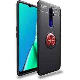 Coque Pour Oppo A9 2020, Flexible Tpu Ultra Fine Aimants Support De Voiture Spécial Housse Avec L'anneau, Rouge+Noir