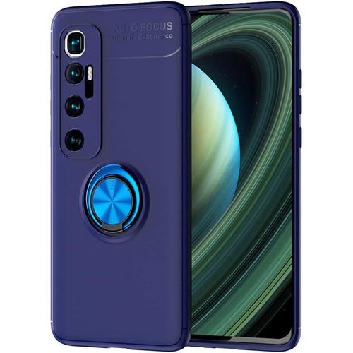 Coque Pour Xiaomi Mi 10 Ultra, Flexible Tpu Ultra Fine Aimants Support De Voiture Spécial Housse Avec L'anneau, Bleu+Bleu