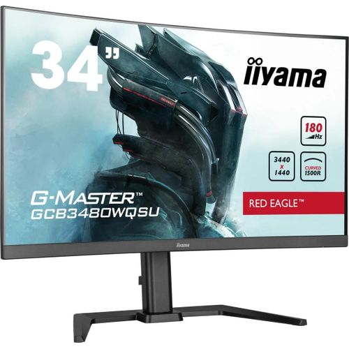iiyama G-MASTER Red Eagle GCB3480WQSU-B1 - Écran LED Gaming incurvé - 34" - 3440 x 1440 UWQHD @ 180 Hz - VA - 420 cd/m² - 4000:1 - HDR400 - 0.4 ms - 2xHDMI, 2xDisplayPort - haut-parleurs - noir mat