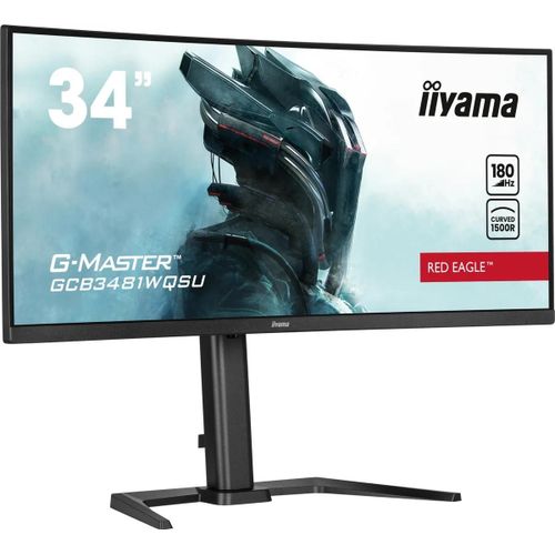 iiyama G-MASTER Red Eagle GCB3481WQSU-B1 - Écran LED - jeux - incurvé - 34" - 3440 x 1440 UWQHD @ 180 Hz - VA - 500 cd/m² - 4000:1 - 0.3 ms - 2xHDMI, 2xDisplayPort - haut-parleurs - noir mat