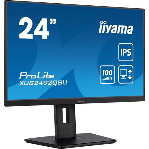 iiyama ProLite XUB2492QSU-B1 - Écran LED - 24" (23.8" visualisable) - 2560 x 1440 WQHD @ 100 Hz - IPS - 300 cd/m² - 1000:1 - 0.5 ms - HDMI, DisplayPort - haut-parleurs - noir, mat