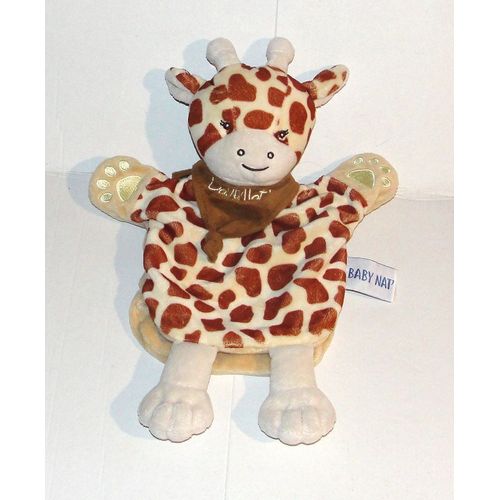 Doudou Girafe Marionnette Savane Peluche Baby Nat