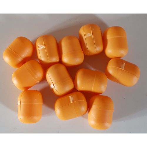 Lot de 15 mini coques en plastique ouvrantes Kinder pouvant contenir des petites surprises ou servir de rangement à de menus objets - couleur orange