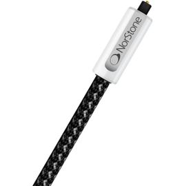 Norstone - Câble optique fibre synthHP/gaine noire blanc /con toslink or 24k/tripl iso/Diam 8mm - 0.75 mètres