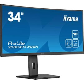 iiyama ProLite XCB3494WQSN-B5 - Écran LED - incurvé - 34" - 3440 x 1440 UWQHD @ 120 Hz - VA - 300 cd/m² - 3000:1 - 0.4 ms - HDMI, DisplayPort, USB-C - haut-parleurs - noir mat