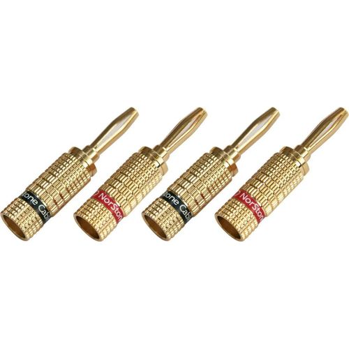 NorStone Pack de 4 fiches banane mâle plaqué or