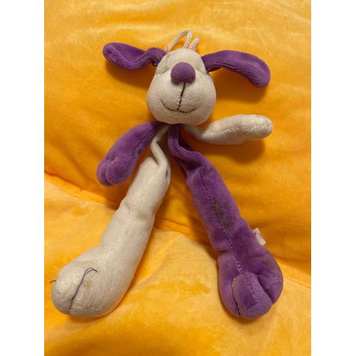 Doudou Peluche Chien Cmp Mauve Et Blanc