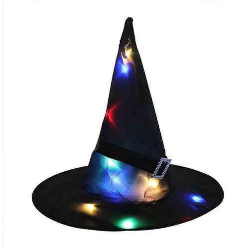 Halloween Hat Witch Hat Cap Glow Yarn Halloween Witch Costume Accessory Pour Halloween Party Favor Mode Bal Cosplay Noir