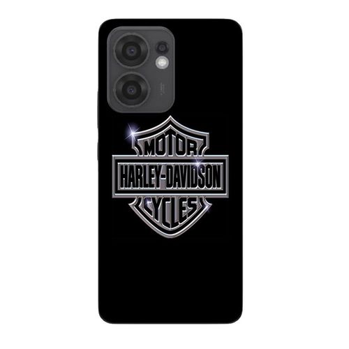 Coque Pour Oppo Reno 13f Harley Davidson Logo Motor Sycles Gris Front Noir