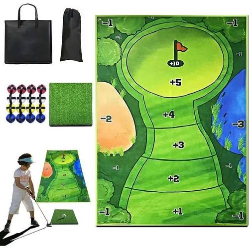 Jeu De Golf Intérieur Pour Enfants & Adultes – Tapis Xxl Avec Cibles Numérotées + Balles Velcro – Activité Sport & Fun