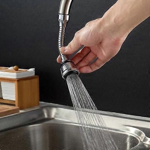 Adaptateur de robinet de cuisine à buse, robinet de cuisine rotatif 360 Flexible Silver