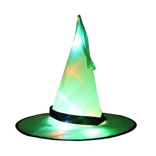 Halloween Hat Witch Hat Cap Glow Yarn Halloween Witch Costume Accessory Pour Halloween Party Favor Mode Bal Cosplay Vert