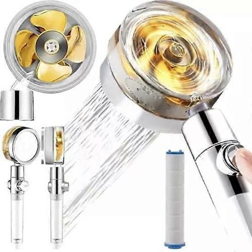 Poignée de douche rotative avec turbine et filtre Argent