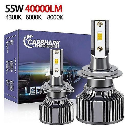 -20000lm Super Brightcarshark H7 Ampoules Led Phare 55w 40000lm Csp H1 H4 H11 H8 H9 Auto Lampes Turbo Ice 9005 Hb3 9006 Hb4 9012 Hir2 Voiture Phares Brouillard