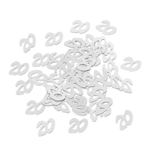 1200pcs Numéro 20 Paillettes Confettis Fournitures De Fête Confettis De Table Décoration Pour Anniversaire Célébration D¿anniversaire (Argent)