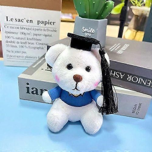 1 ours en peluche animal avec casquettes de graduation jouet en peluche Cadeau de Noël blanc