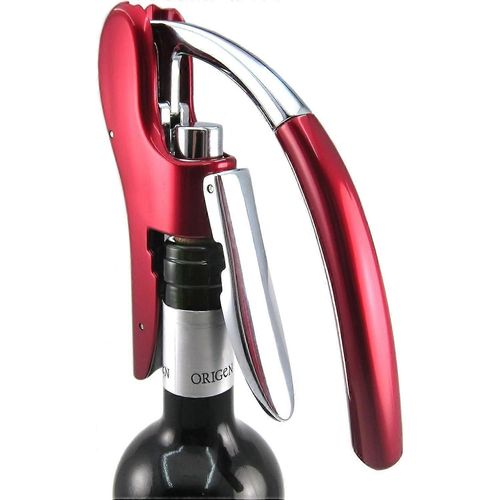 Meilleurs Ustensiles Tire-Bouchon Professionnel En Alliage De Zinc, Tire-Bouchon À Levier De Haute Qualité Avec Coupe-Feuille Intégré Et Ouvre-Bouteille, Outil De Serveur Rouge, 14 * 7,5 Cm