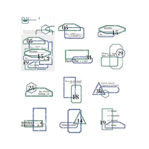 30PCS Boîte De Dialogue Thème Autocollants Vintage Bordure Collage Autocollants DIY Étiquettes pour Agenda Planificateur Album Scrapbook Carnet Marron et Vert