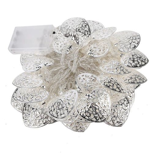 2.5m 20led String Light Amour Coeur Forme Noël Vacances Fête Lampe Décoration (Argent)