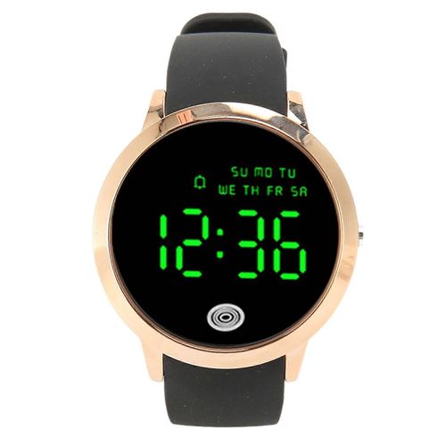 Montre Numérique Pour Hommes : Écran Couleur Rond, Alarme Élégante Ultra-Mince Rétroéclairée Étanche En Coquillage Doré