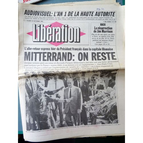 Libération N° 755 Mitterand - Jim Morrison