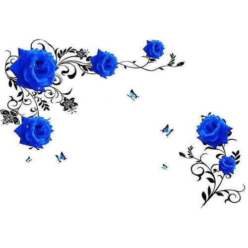 Stickers Muraux Rose Rose Fleur Vigne Sticker Mural Pivoine Bleue Floral Wall Decor Bricolage Vinyle Art Mural Pour Chambre À Coucher Salon Canapé Toile De Fond Tv Wall Dec