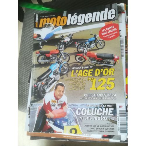 Moto Legende 170 De 2006 Honda Cb125t,Kawasaki Kh125,Motobecane 125 Lt3,Suzuki Gt125,Gt500,Yamaha 125 Rdx,Coluche,Brough 1000 Record,Laverda 500,Ducati Sport Classic Gt1000,Estrosi,Velocette 500 Venom