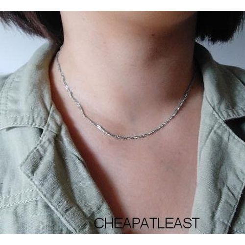 Collier Ras Du Cou Chaine Chaînette Plaquée Rhodium (Ou Double Bracelet)