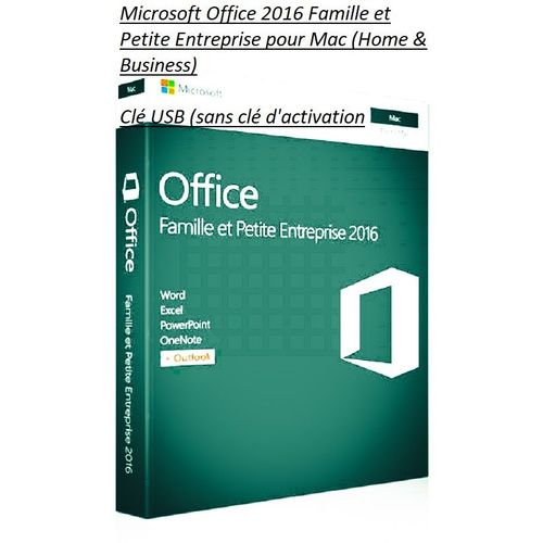 Microsoft Office 2016 Famille et Petite Entreprise pour Mac (Home & Business) Clé USB (sans clé d'activation