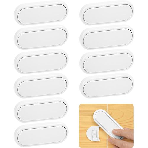 Shiliu-Sécurité Enfant Portes,10 Pièces Verrou Sécurité Bebe De Placard, Loquets De Sécurité Pour Bébé, Bloque Porte Bébé Verrouill[
