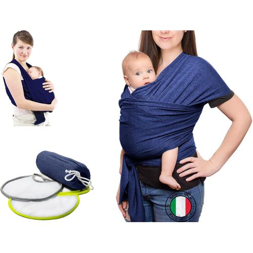 Shiliu-Echarpe De Portage Bebe (100% Fabriqué En Italie) Avec 2 Bavoirs Inclus, Écharpe De Portage Bebe En Coton Organique, Porte B[