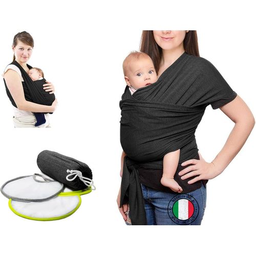 Shiliu-Echarpe De Portage Bebe (100% Fabriqué En Italie) Avec 2 Bavoirs Inclus, Écharpe De Portage Bebe En Coton Organique, Porte B[