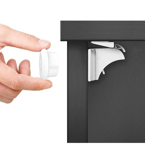 Shiliu-Sécurité Bébé Placard Bloque Porte (10 Serrures + 2 Clés), Sécurité Enfant Tiroir Armoires Verrous Magnétique Cabinet De Séc[