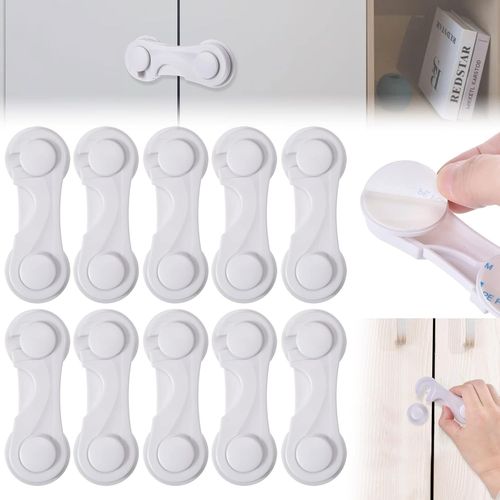 Shiliu-10 Pièces Bloque Porte Bébé Placard Securite Placard Enfant, Serrures De Tiroirs Adhésif Pour Enfants Serrures En Plastique [