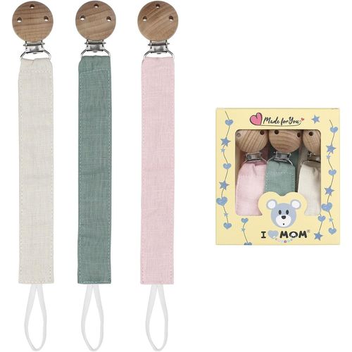 Shiliu-Attache Tetine Tissu Kit Attache Sucette,Accroche Tetine Bebe,Set Attache Tetine Fille Et Garçon Avec Pince À Tétine En Bois[