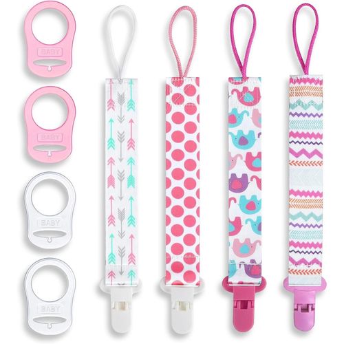 Shiliu-4pcs Attache Tetine Tissu, Attache Sucette Bebe, Pacifier Clip Chain, Garde La Tétine Propre, Douce Et Flexible, Durable¿Hau[